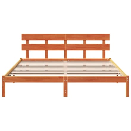vidaXL - Bedframe - met - hoofdeinde - Bruin - 200 - x - 200 - cm - Massief - grenenhout