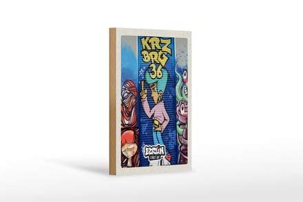 Holzschild Reise 12x18cm Berlin Kreuzberg Graffiti 36 Kunstwerk