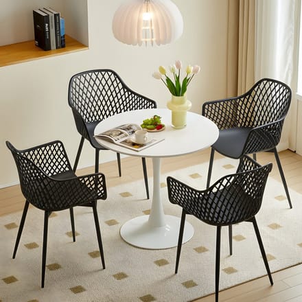 EGGREE eettafel en stoelen set - witte tafel Ø 80 cm met 4 stoelen - voor bar - kookeiland, café en eetkamer