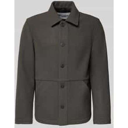 Regular fit wollen jack met platte kraag