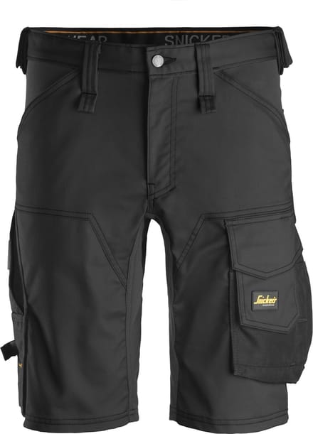 Snickers 6143 AllroundWork, Stretch Korte Broek - Zwart/Zwart - 44
