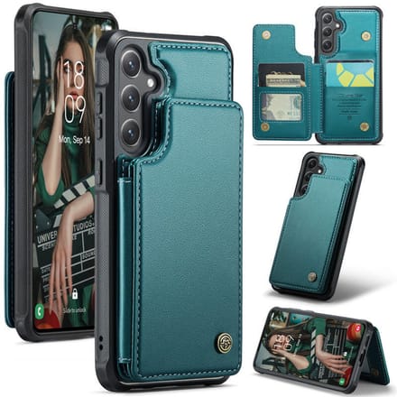 Luxe Portemonnee Backcover met Anti-RFID kaarthouders voor Galaxy S24 FE _ Groen