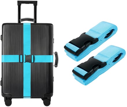 TRIXES Set van 2 Blauwe Kofferspenen - Verstelbare en Duurzame Bagagestraps