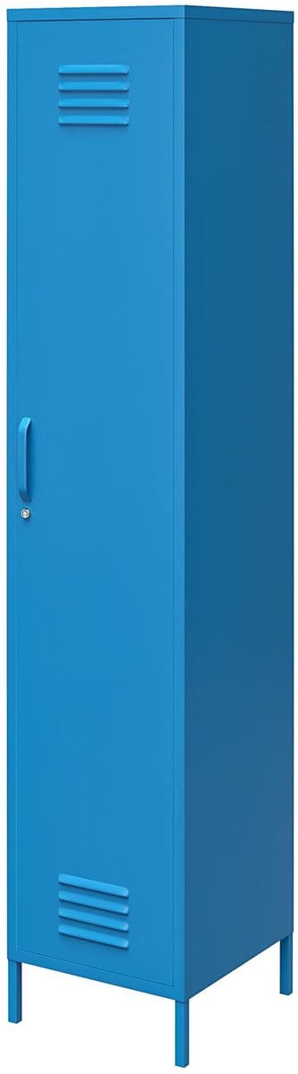 Cache|Hoge kast met 1 deur in metaal blauw