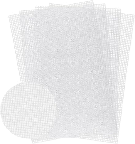 4 Stuks Plastic Mesh Canvas Vellen voor Borduren, Fursuit Ogen en DIY Creaties - Wit, 11.7 x 8 cm