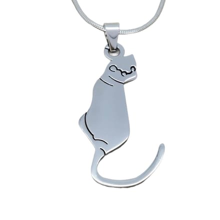 Edelstaal hanger, Poes zilverkleurig.