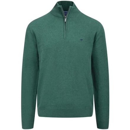 Fynch-Hatton Trui Troyer-Zip Superfine Cotton Dark Emerald / male
