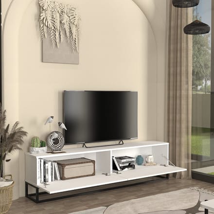 Tv-meubel Verpsboga lang frame 180x32x47 cm wit [en.casa]