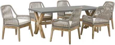 OLBIA - Tuinset voor 6 - Grijs/Beige - Vezelcement