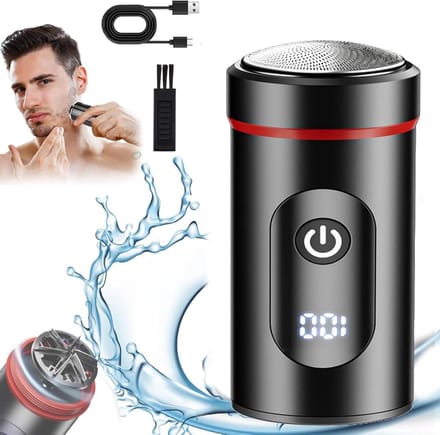 Mini Elektrisch Scheerapparaat - Draagbare Scheerapparaat - Snelle Verzorging - IPX7 Waterdicht - 8cm Compact - Zwart
