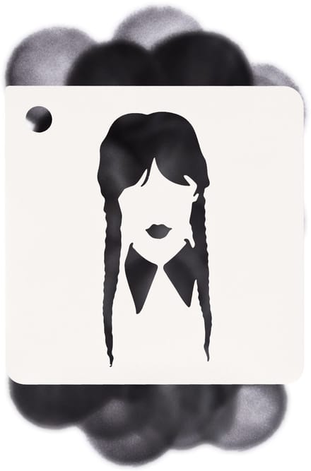 pXp Professional Colours - Schmink - Sjabloon - Stencil - WEDNESDAY - Addams Family