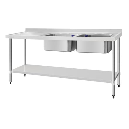 Vogue Dubbele Spoeltafel Spoelbak Links - Vogue DY828 - Horeca & Professioneel - Horeca & Professioneel