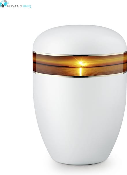 Eco urn wit zonsondergang - bio (biologisch afbreekbaar)