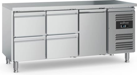 Ecofrost Koelwerkbank 417L - 1 Deur + 4 Laden - RVS