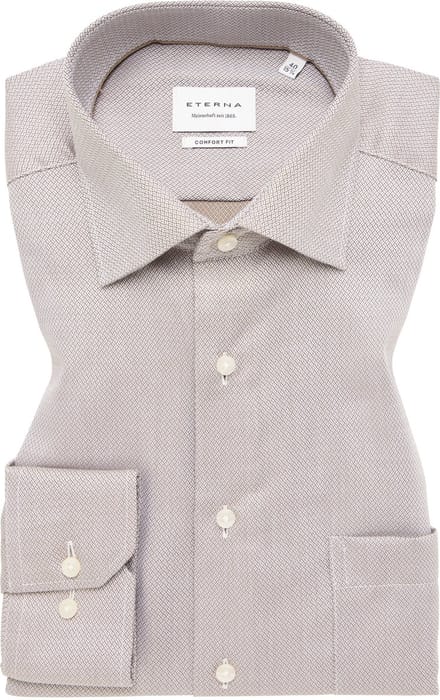ETERNA comfort fit overhemd - structuur - beige - Strijkvrij - Boordmaat: 47