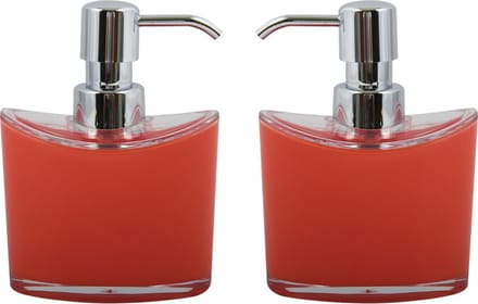 MSV Zeeppompje/dispenser Aveiro - 2x - PS kunststof - rood/zilver - 11 x 14 cm - 260 ml