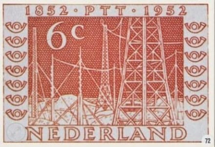 Briefkaart met afbeelding radiomasten in 1852 postzegel