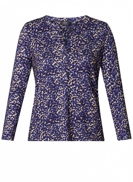 YEST CURVE Valery Essential Tops - Dark Navy/Multi Colo - maat 2(50)