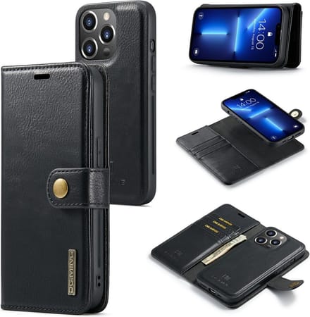 DG.MING Hoesje - Geschikt voor iPhone 15 Pro Max Hoesje - DG.MING 2-in-1 Book Case & Back Cover - Zwart