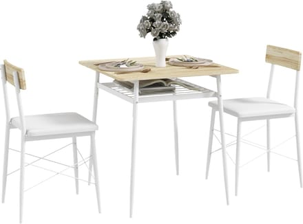 HOMCOM-Eettafelset-Staal-70x70x75cm-Eiken