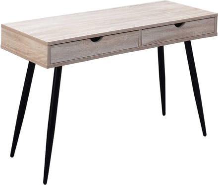 Bureau Callo 120cm met 2 lades - eik - Poldimar - Bureau - Bruin; Zwart - MDF; Metaal