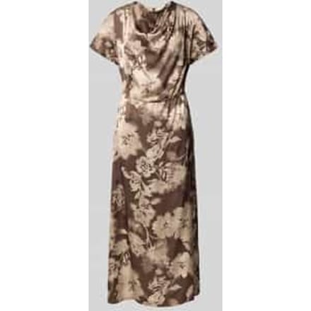 midi-jurk van viscose met cascadehals