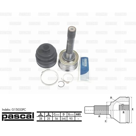 Homokineet reparatie set, aandrijfas PASCAL G15033PC