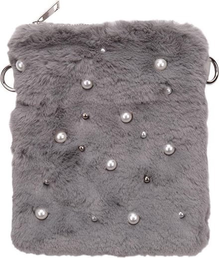 Yehwang - Bag Pearls and Fur - Grijs