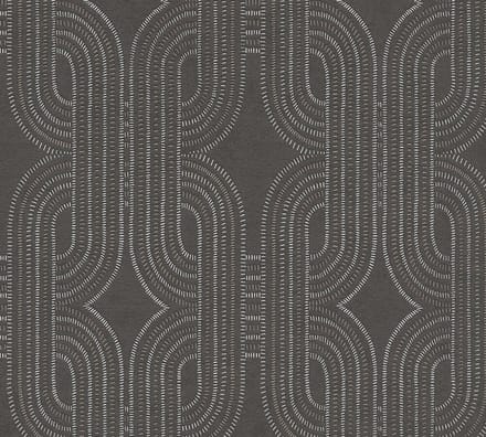 RETRO BEHANG | Grafisch - Zwart Bruin Metallic - A.S. Création French Affair