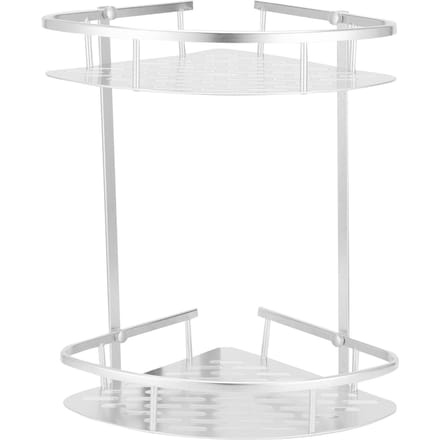 2-Laags Hoek Doucheplank Wandmontage Aluminium Rek voor Badkamer Keuken Slaapzaal white