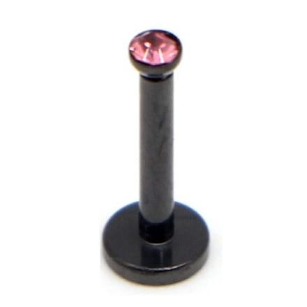 Zwart Met Steen - Tragus / Helix / Labret Piercing