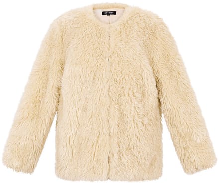 Comfortabele Geweven Polyester Damesjas met Zachte Pluizige Textuur - Donkerbruin - Maat L