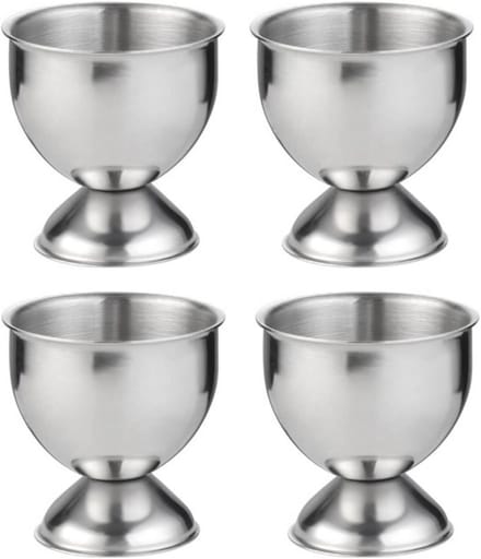 Eierdopjes Set - Ei Houder - Ontbijt Presentatie - Stapelbaar Ontwerp - 4 Stuks - Zilver