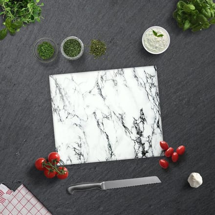 Klassiek Marmerlook Tempered Glas Snijplank 29cm × 34cm - Glassnijplank