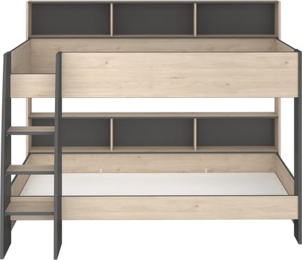 Parisot - Stapelbed Leo - Eik/Grijs - incl. 2 koudschuimmatrassen – 90x200