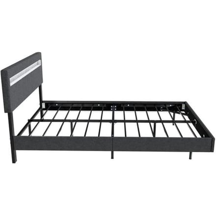 Zwevend bed Lissabon - 140x200cm - Kunstleer - Incl. LED - Donkergrijs
