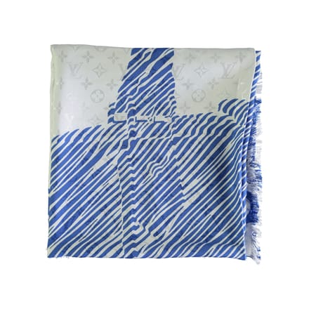 Louis Vuitton Blauw en Witte Alma Print Sjaal - '10s