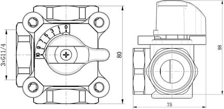 3-Weg Mengventiel 1 1/4 Inch voor CV-Verwarmingssystemen