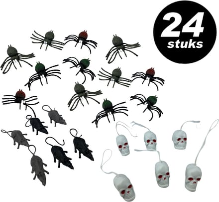 Halloween decoratie voordeelpakket – Ratten & Schedels – 24 stuks