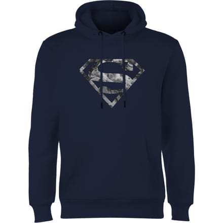 Marble Superman Logo Hoodie - Navy - S