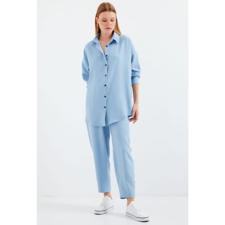Linnenmix Lange Mouwen Shirt en Broek Set