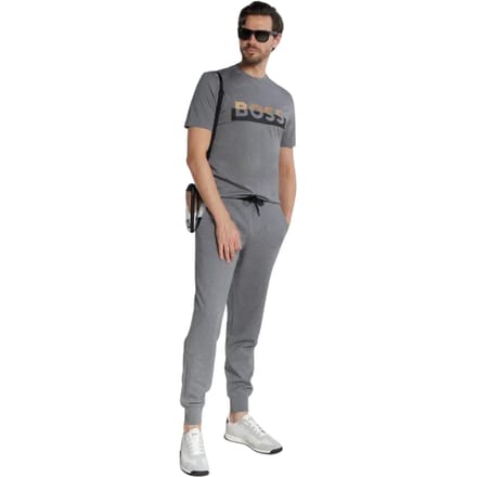Boss Heren Belettering Regular T-shirt (Medium Grijs)
