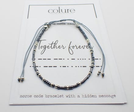 Colure® morse code armband glanzendgrijs Together Forever