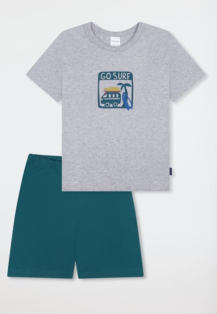 Korte pyjama, grijs gemêleerd - Kids Nightwear 98