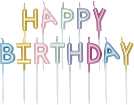 Globos Cake Candle Set "Happy Birthday" Pastel Colors