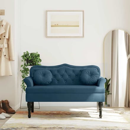 vidaXL - Bankje - met - kussens - 120,5x65x75 - cm - fluweel - blauw