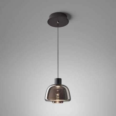 Bover LED hanglamp Drep S/01, rookgrijs, glas, 2.700 K