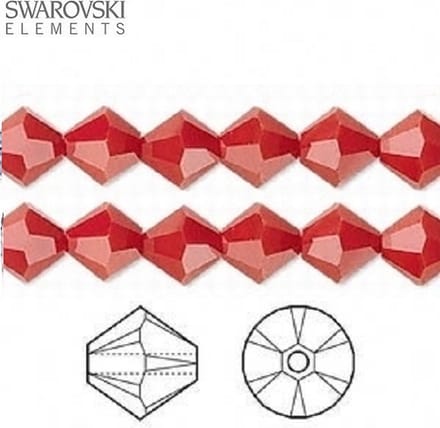 Swarovski Elements, 36 stuks Xilion Bicone kralen (5328), 6mm, dark red coral