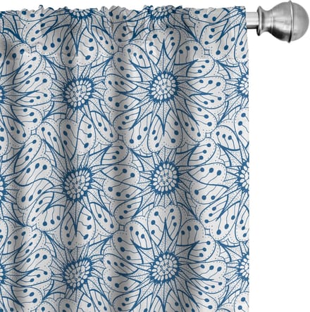 ABAKUHAUS – Blauw-Wit Voorhangen – 2x75x245 cm – Microvezel