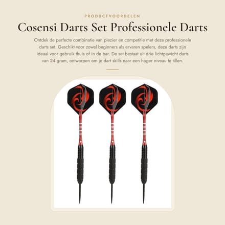 Dailygoods- Darts Set 24g - Professionele Darts - Stalen Punt - Antislip Flight - Lichtgewicht Darts - Geschikt voor Dartbord - Dartpijlen